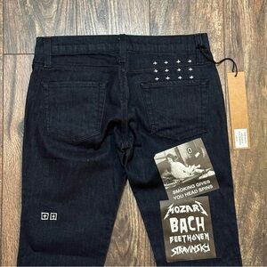 Ksubi Black Skinny Jeans with White Graphic Details